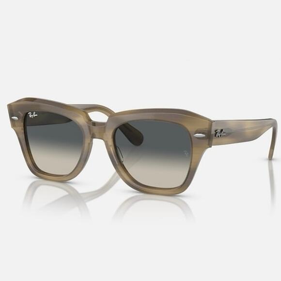 NEW Ray-Ban State Street Square Acetate Sunglasses Polished Striped Green Grey main image 16